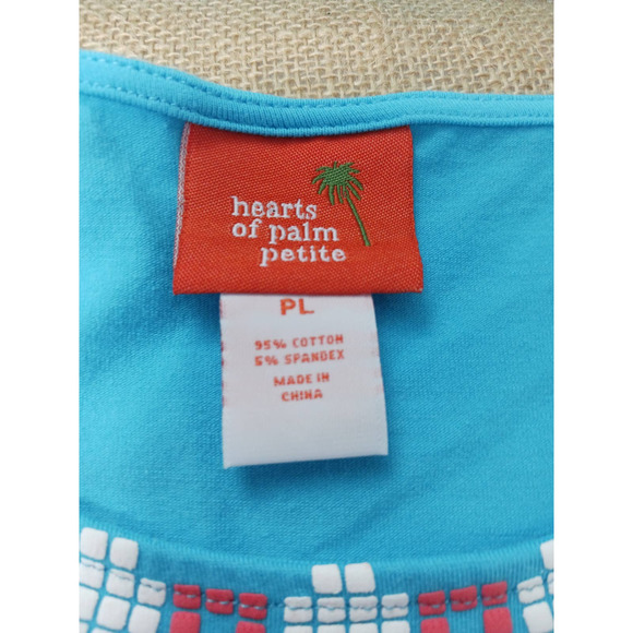 Hearts of Palm Multicolor embellishments Women's top Petite L - Picture 4 of 7
